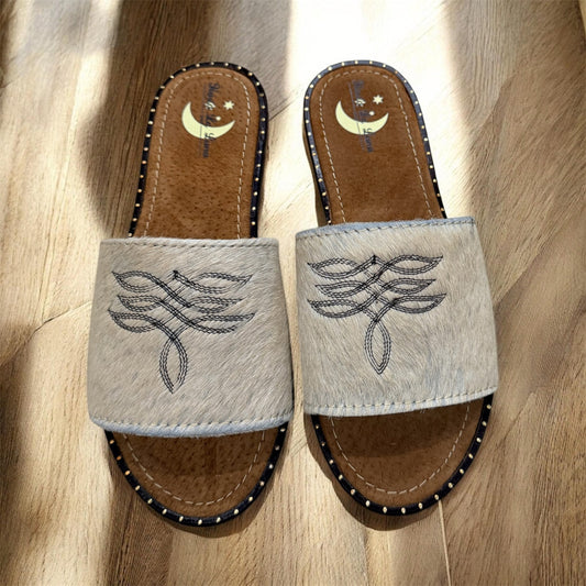 Cream Cowhide Sandals (size 8)