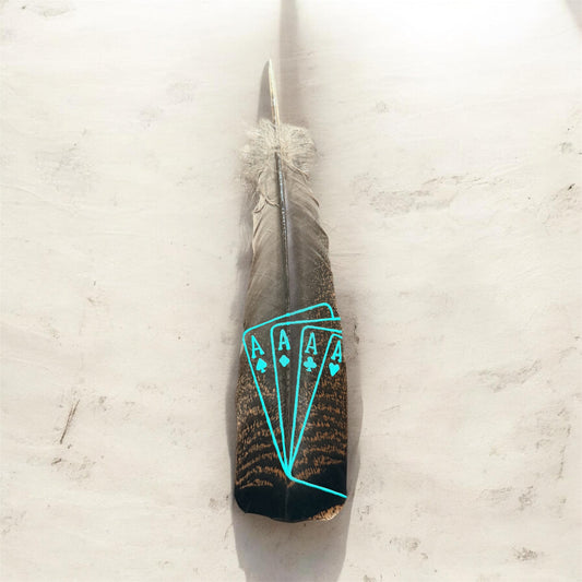 Turquoise Aces Custom Hat Feather