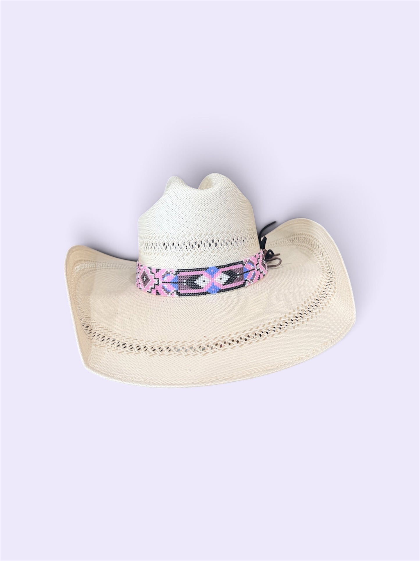 Pink and Brown Beaded Hat Band