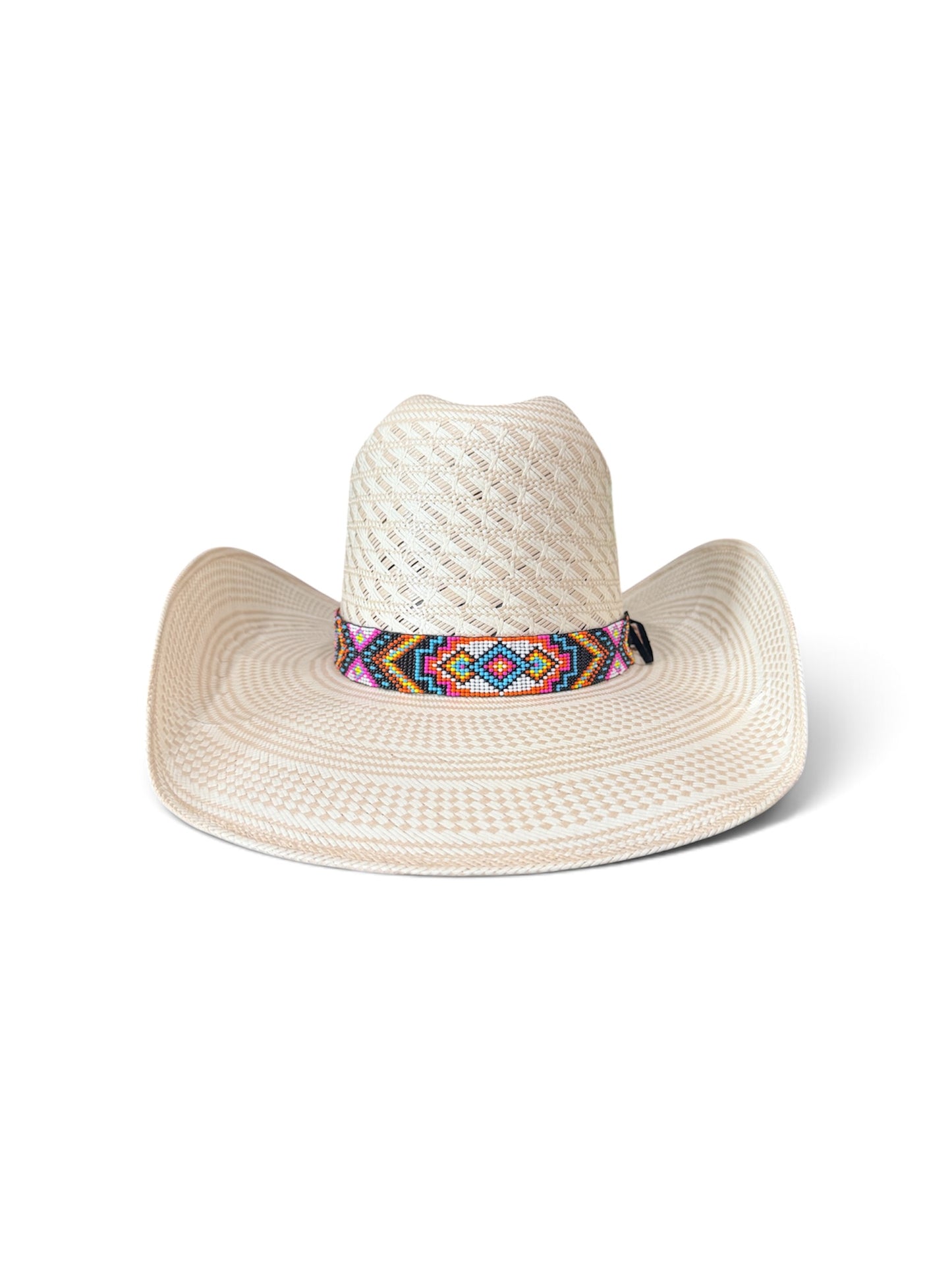 Hot Pink, Black and Turquoise Beaded Hat Band