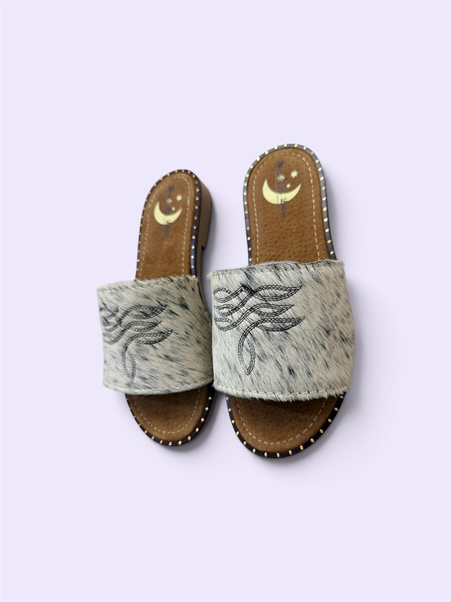 White Cowhide Sandals (size 6)