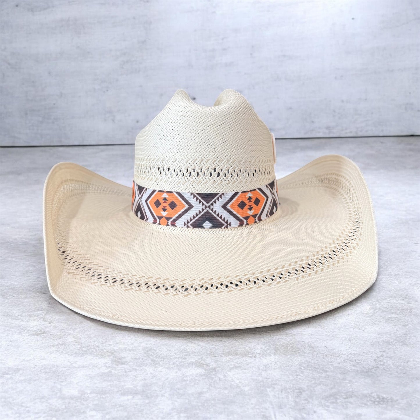 Dark Brown, White and Salmon Elastic Hat Band